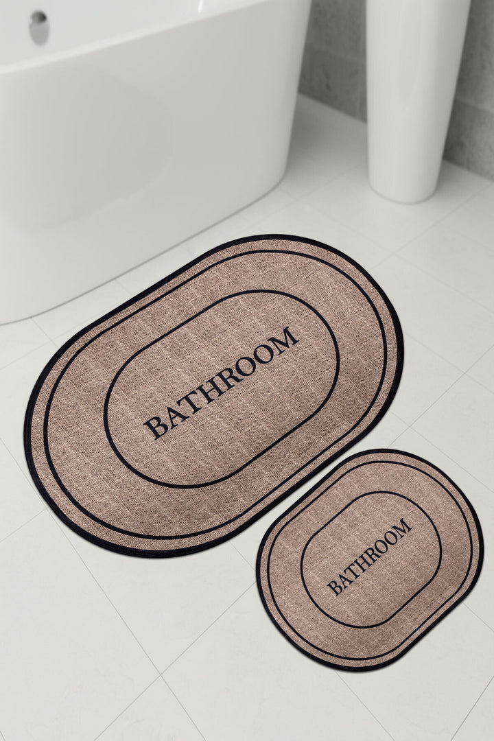 Set de 2 Tapis de Toilette avec Motif - 60x90 cm et 40x60 cm