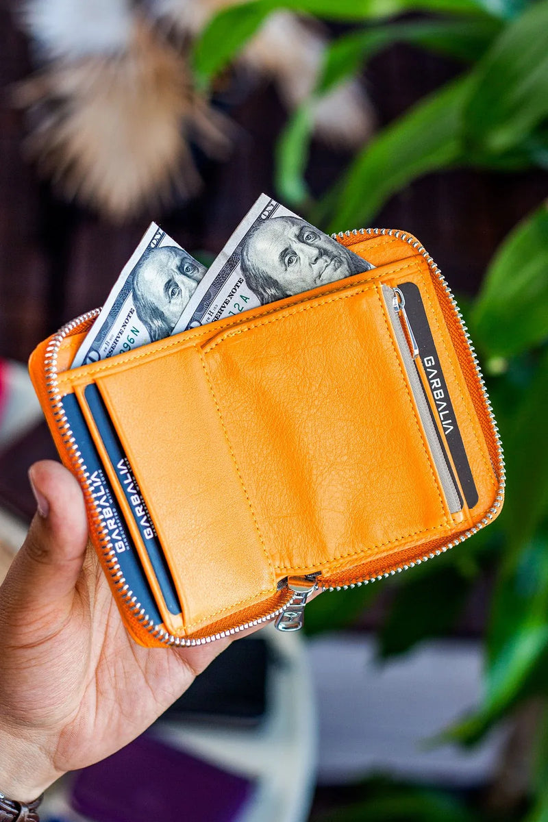Portefeuille unisexe en cuir véritable Crazy Leather zippé avec porte-monnaie – Taba Sydney