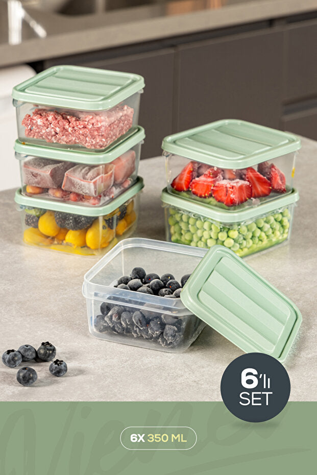 Lot de 6 Boîtes de Conservation 350 ml pour Réfrigérateur et Congélateur