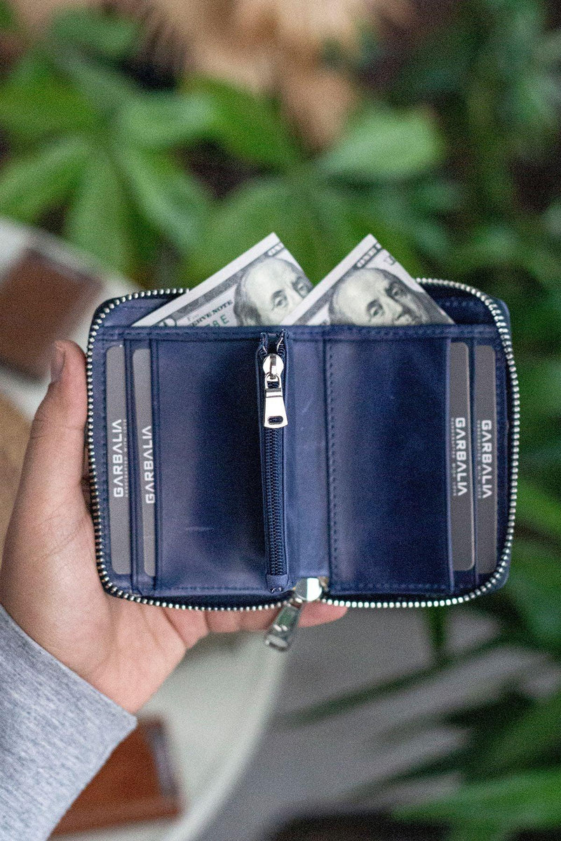 Portefeuille unisexe en cuir véritable Crazy Leather zippé avec porte-monnaie – Taba Sydney