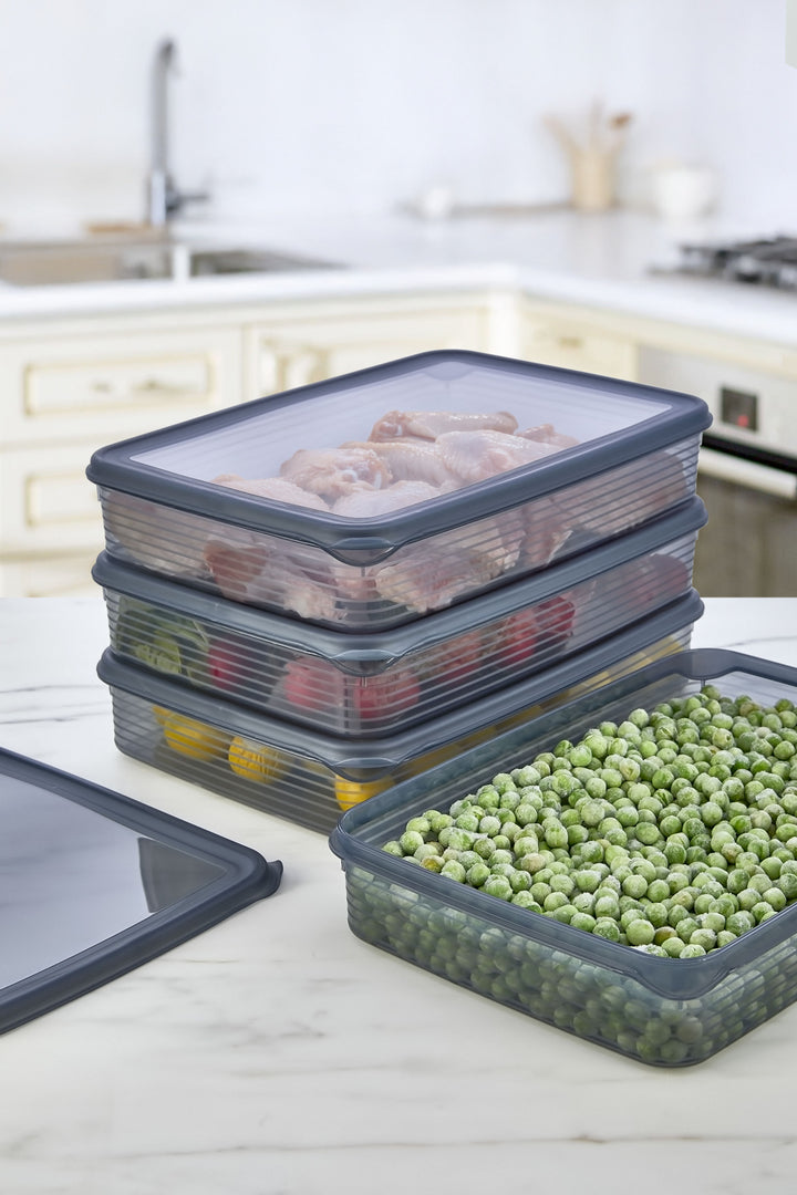 Boîtes de conservation réfrigérateur et micro-ondes 4 pièces 2300 ml – Organisateur pratique de cuisine