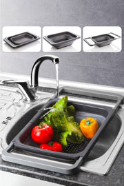 Silikon Büyük Boy Akordiyon Katlanabilir Lavabo Süzgeci - Evye Üstüne Asılabilen Kollu Süzgeç 5,5lt - Justyol