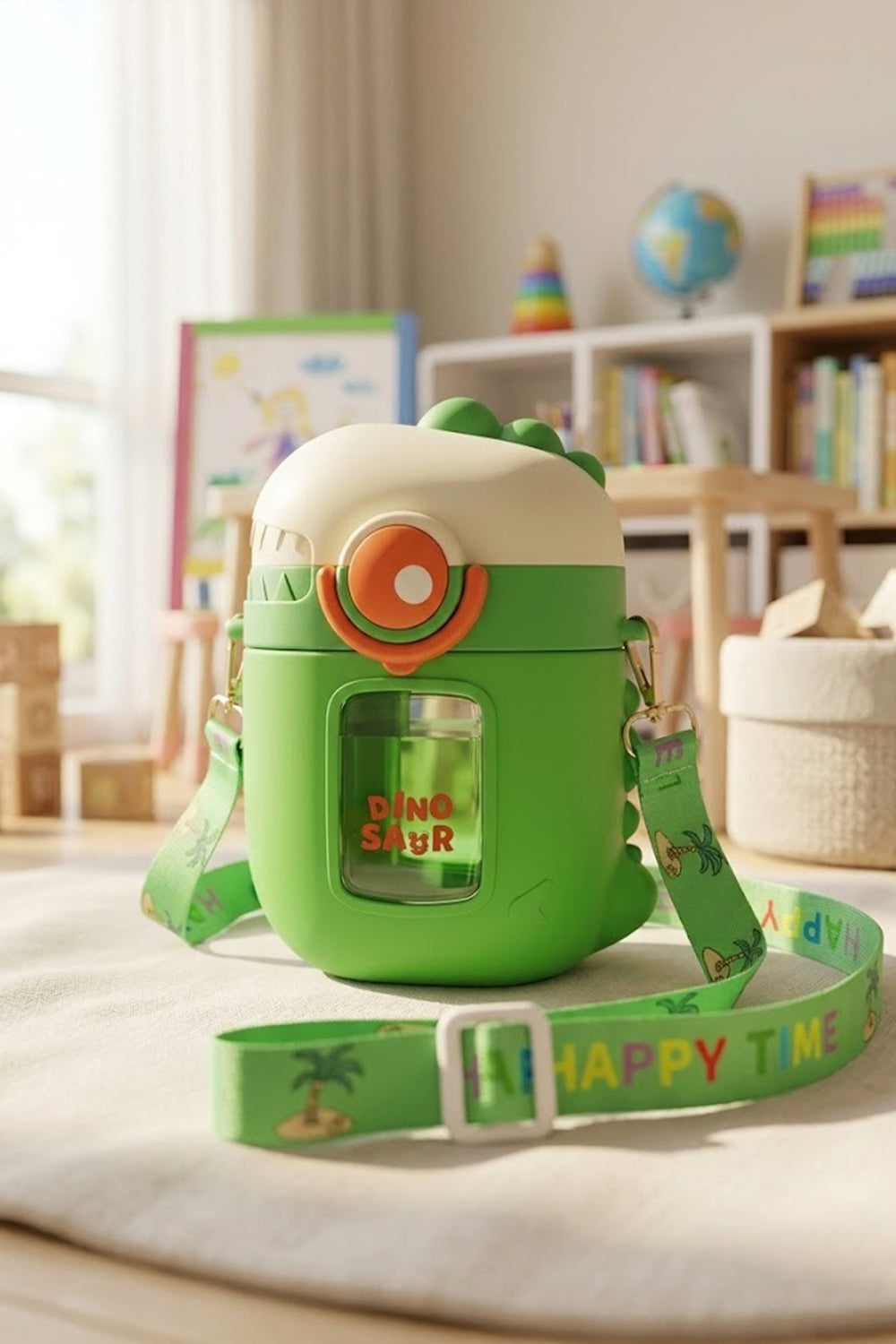 Gourde Enfant 500 ml Dinosaure avec Paille et Housse Silicone