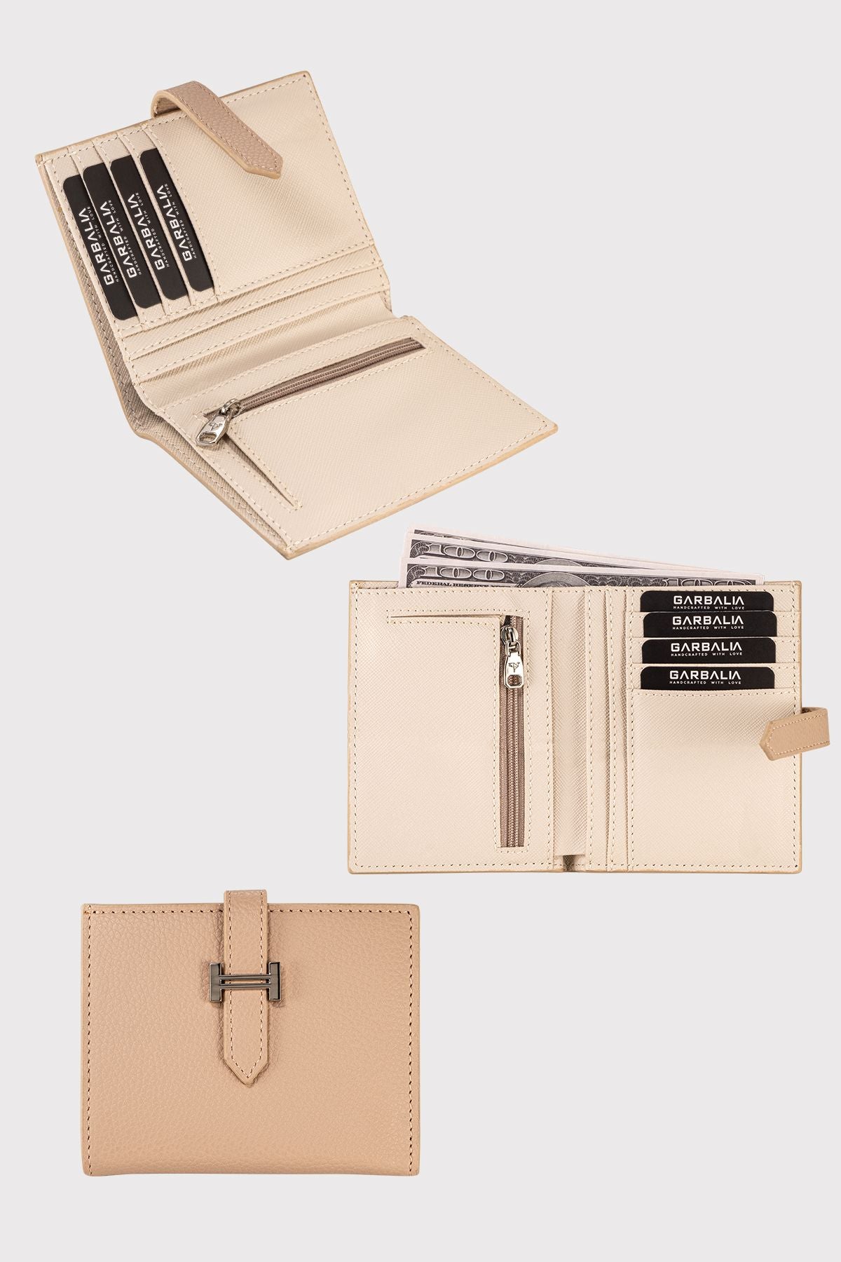 Helsinki Dıştan Kemer Kapamalı Fermuarlı Bozuk Para Gözlü Kadın Kartlık Cüzdan - Justyol