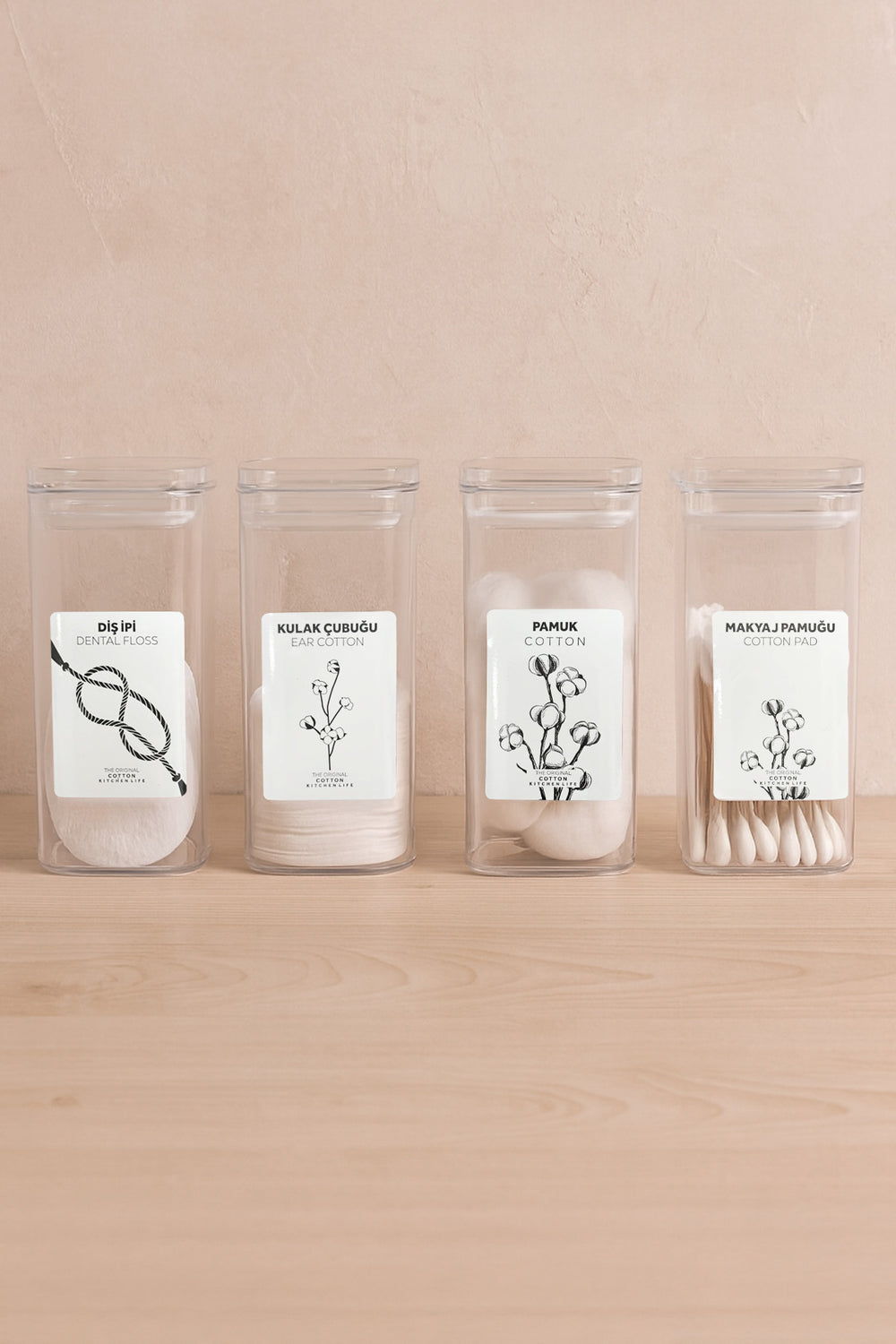Set de 4 Boîtes de Rangement Salle de Bain Multifonction