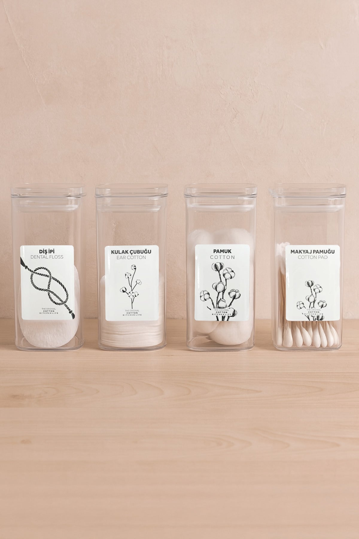 Set de 4 Boîtes de Rangement Salle de Bain Multifonction