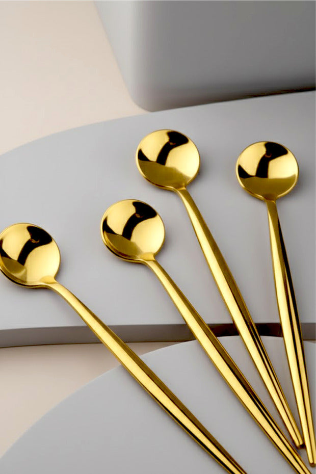 Lot de 6 Cuillères à Thé Luxe Dorées