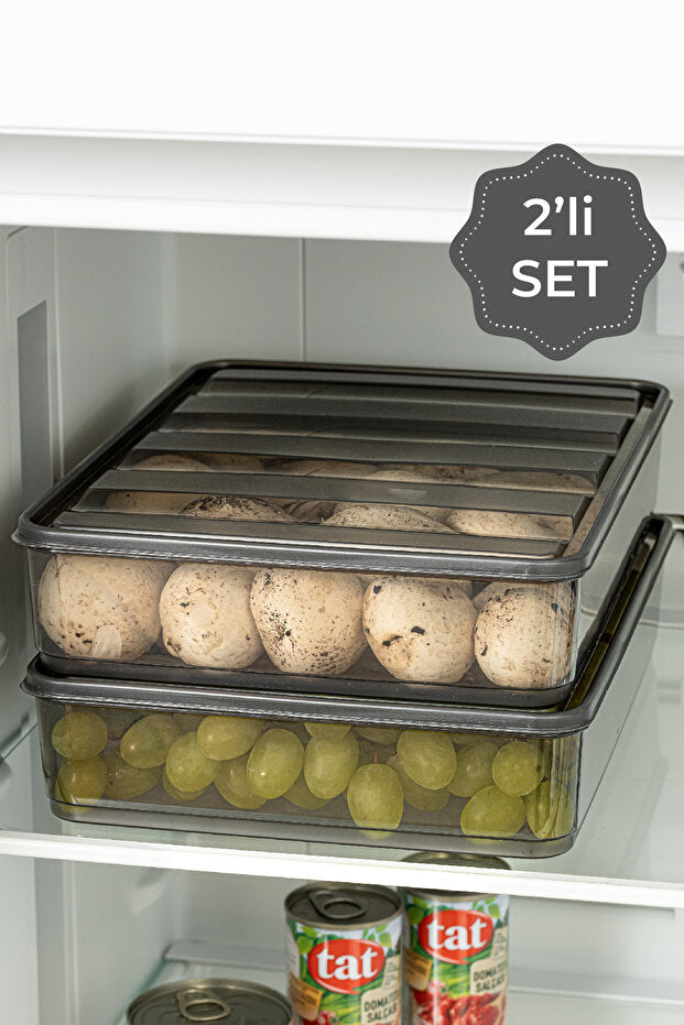 Set de 2 Organisateurs de Réfrigérateur Grande Capacité 3,5 L