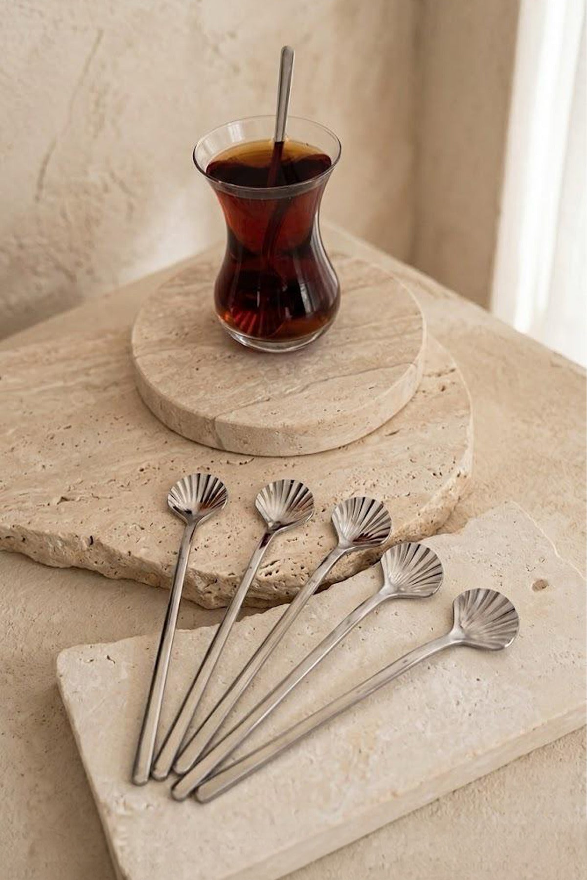 Lot de 6 Cuillères à Café Coquillage en Acier Inoxydable