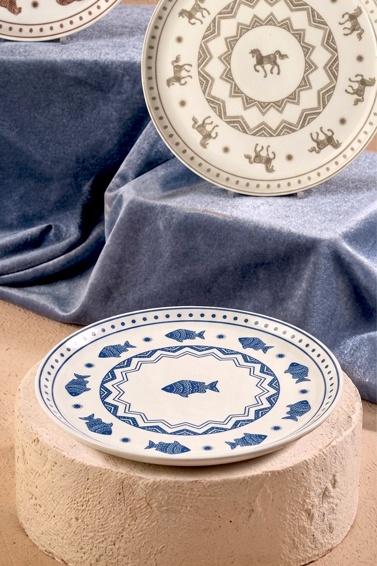 Set de 6 Assiettes à Dessert en Céramique Anatolienne 20 cm