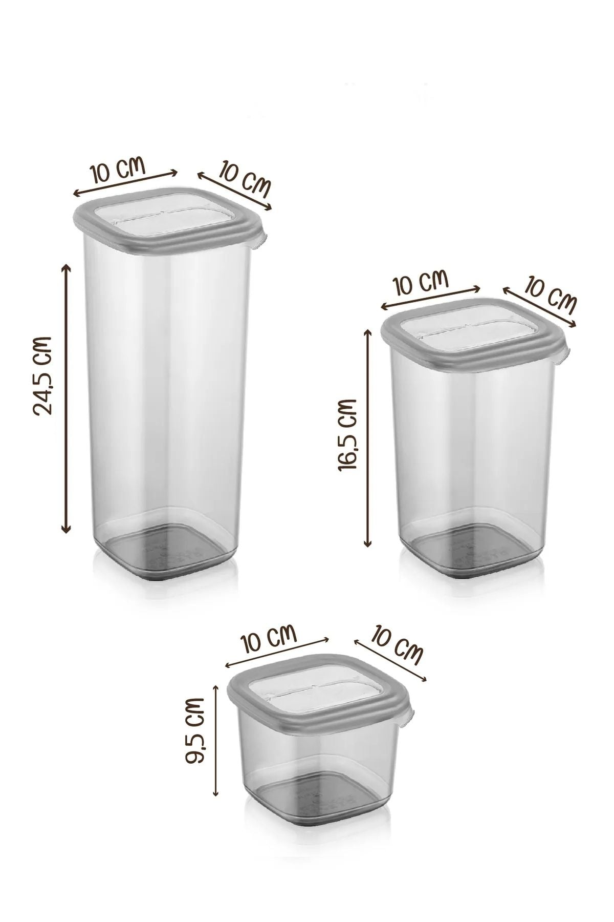 <tc>Set de 18 Boîtes de Rangement Carrées Étiquetées x6 (550 ml - 1200 ml - 1750 ml) - Pots avec Couvercle Rigide</tc>