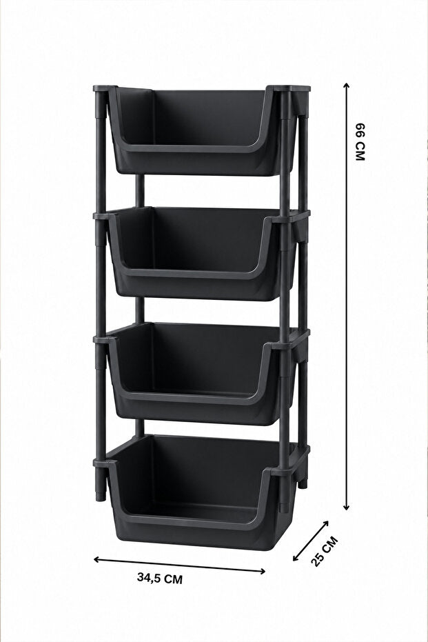 Étagère de Rangement 4 Niveaux Multifonction
