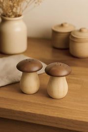 Salière et Poivrière en Bambou en Forme de Champignon – Salière à Épices en Bois Naturel