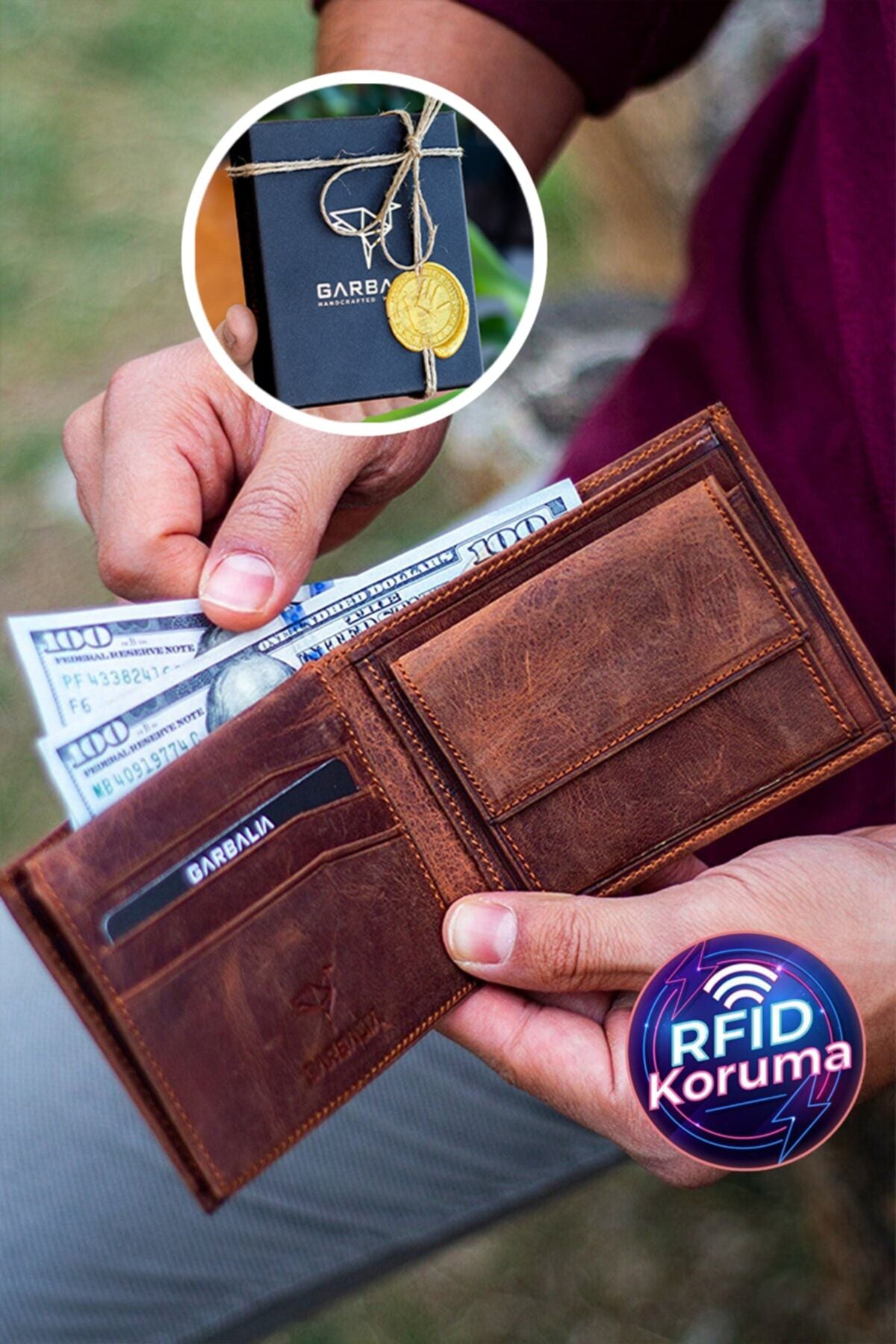 Jackson Hakiki Deri Bozuk Para Gözlü Rfıd Engelleyici Naturel Siyah Cüzdan - Justyol