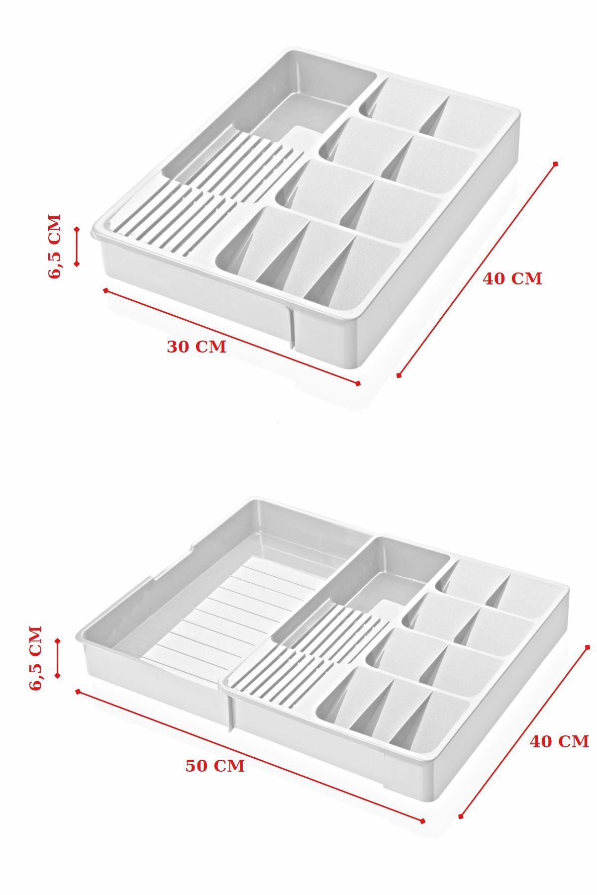 Maxi Ayarlanabilir Kayar Kızaklı Çekmece Içi Bıçaklık & Kaşıklık Beyaz - Justyol
