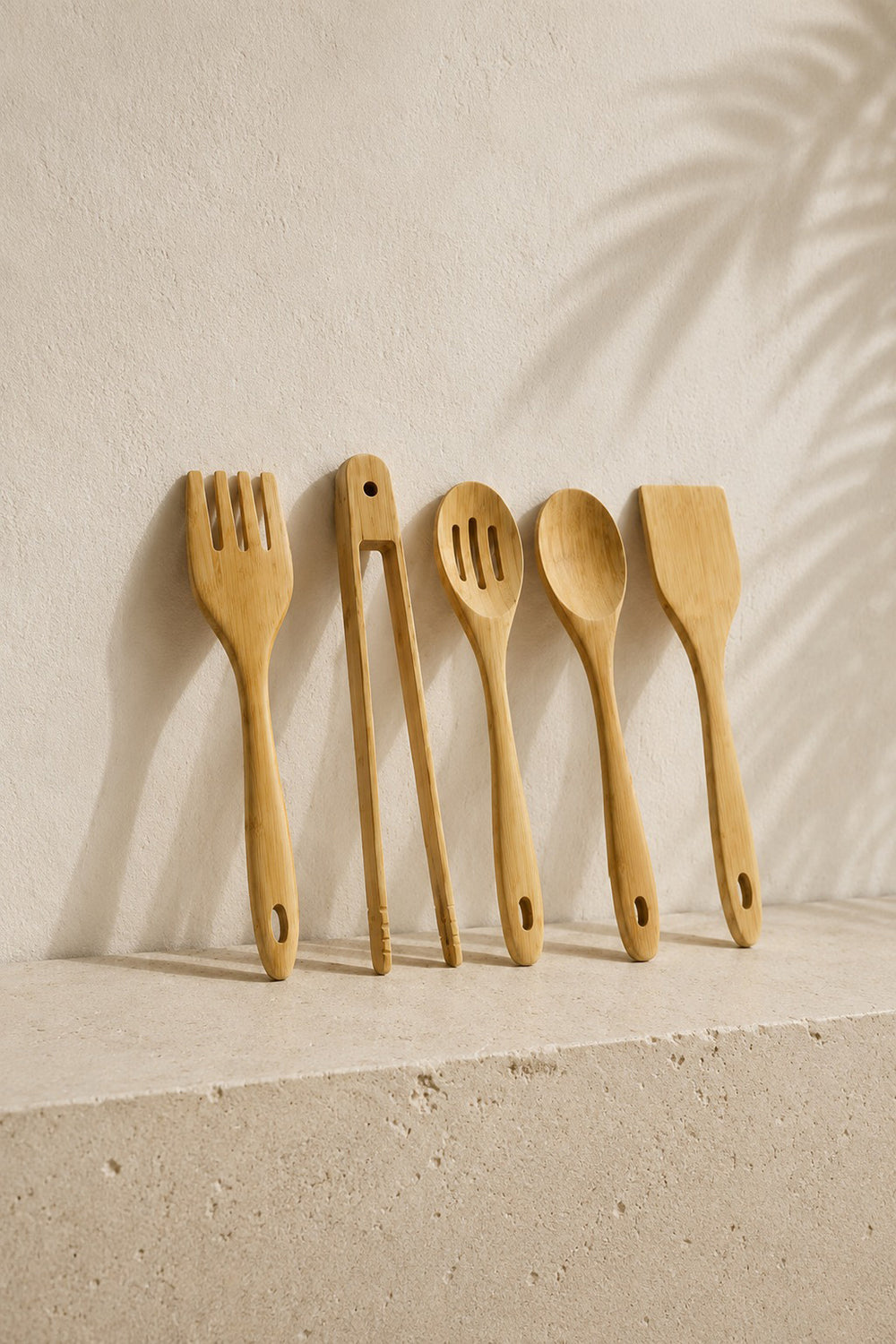 Set de 5 Ustensiles de Cuisine en Bambou Naturel