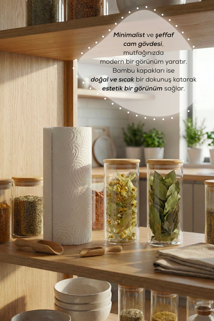 Lot de 2 Bocaux en Verre 450 ml avec Couvercle en Bambou Hermétique