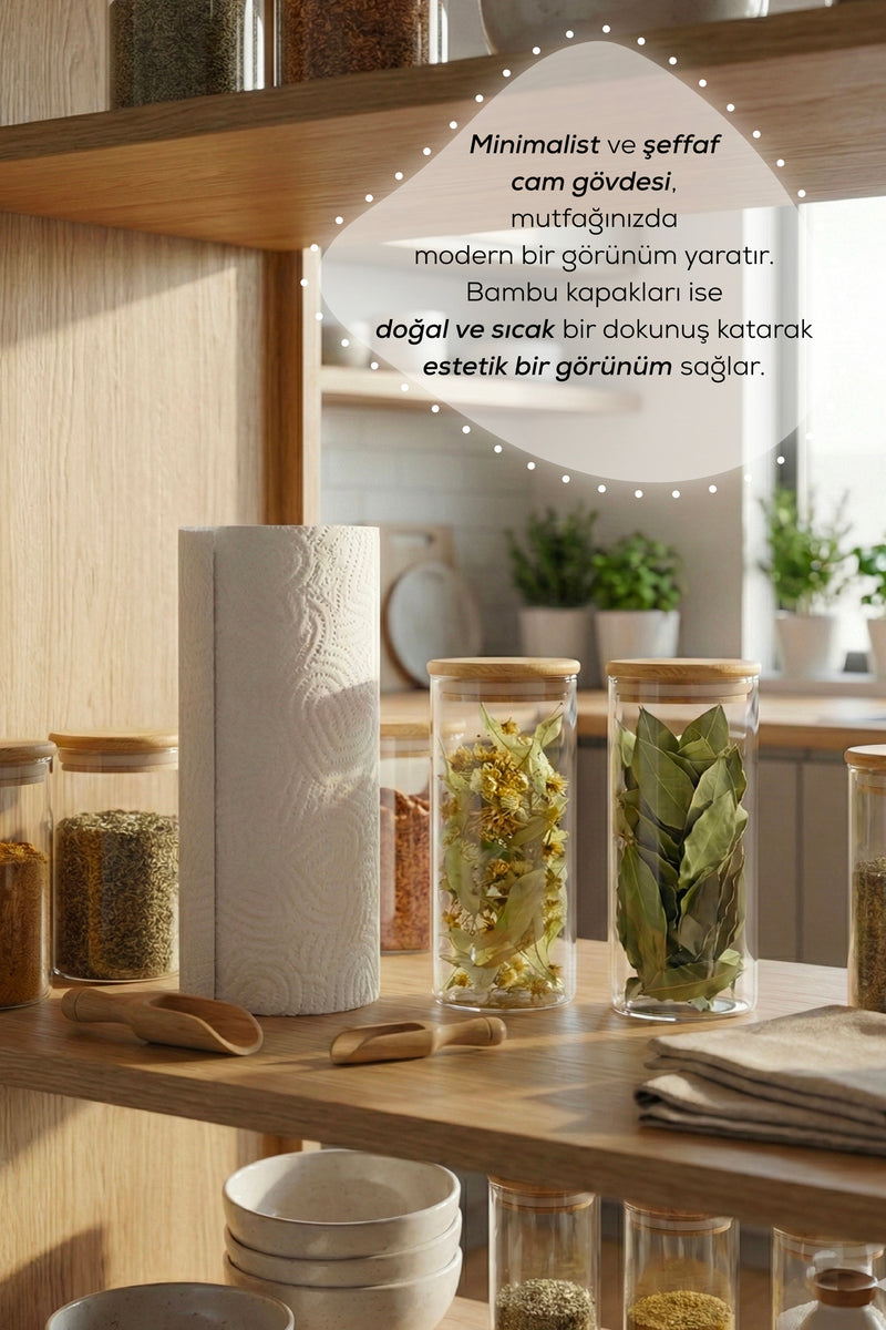 Lot de 2 Bocaux en Verre 450 ml avec Couvercle en Bambou Hermétique