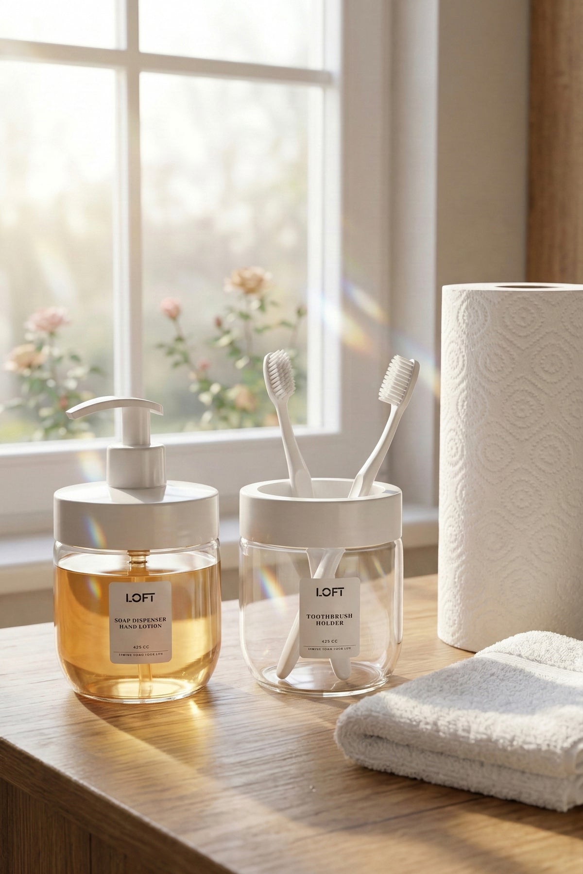Set de Salle de Bain en Verre 2 Pièces 425 ml