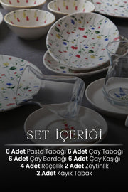 Service petit-déjeuner en porcelaine 6 personnes 32 pièces motif floral élégant – ensemble complet