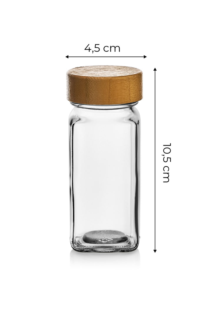 Set de 12 Pots à Épices en Verre avec Couvercles en Bambou