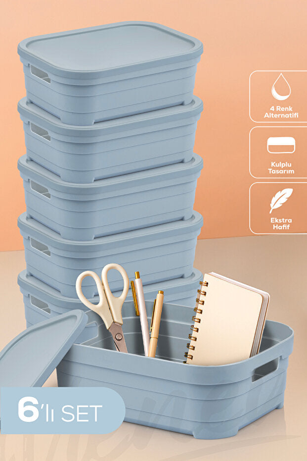 Lot de 6 Boîtes de Rangement avec Couvercle 2,8 L – Boîtes de Conservation Empilables