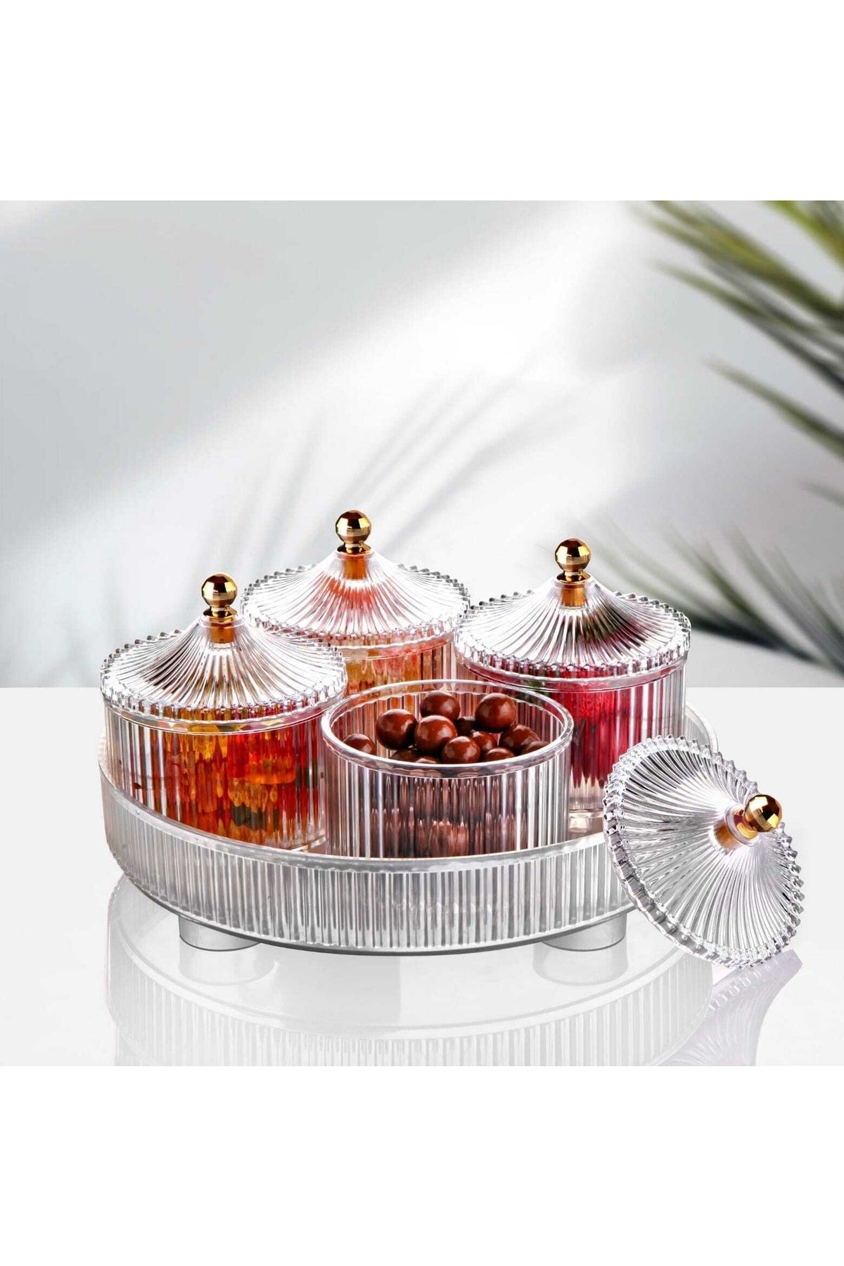 <tc>Set de 4 entonnoirs avec plateau – idéal pour le petit-déjeuner et la présentation – transparent</tc>