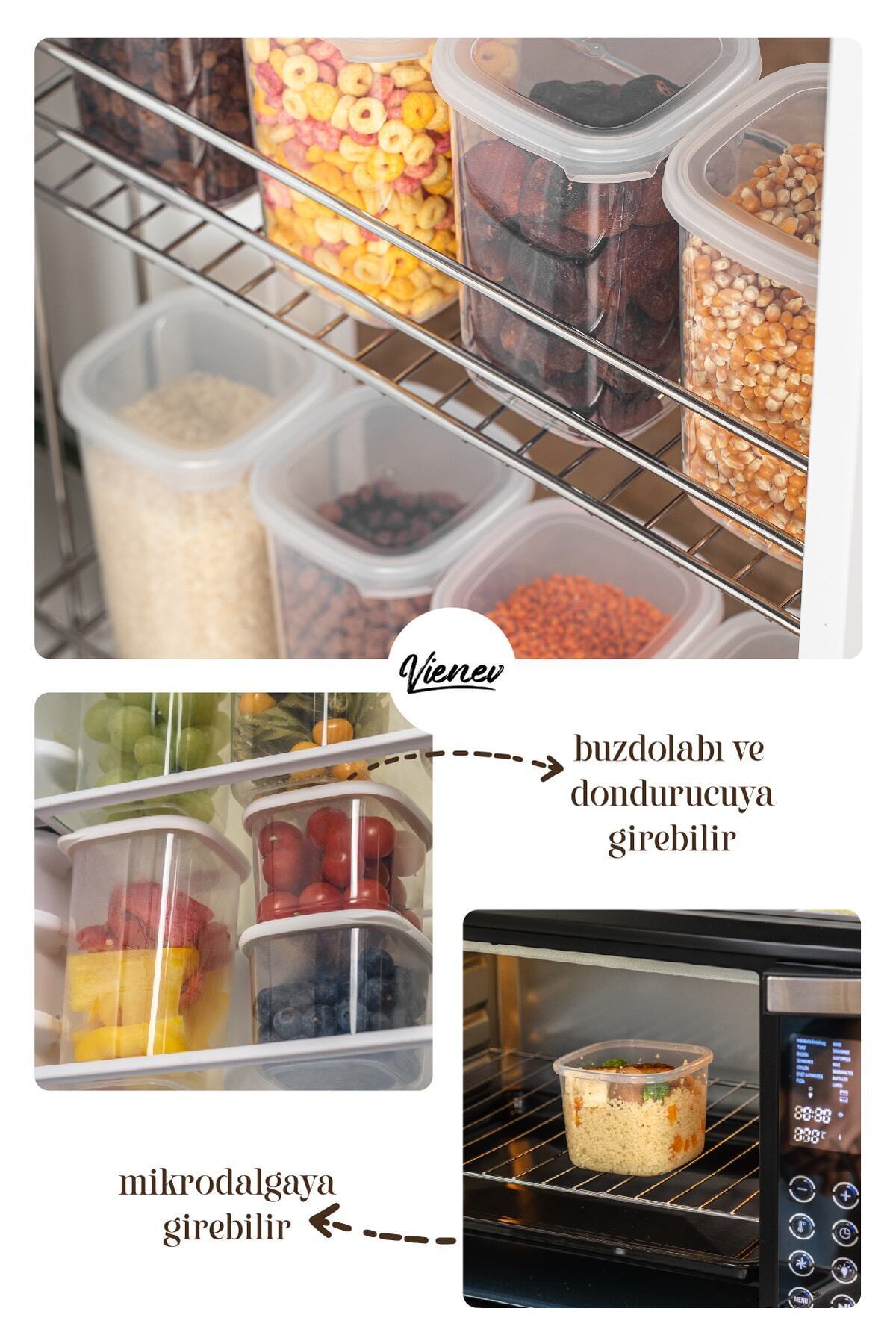 <tc>Lot de 12 boîtes de conservation alimentaires carrées Peggy avec étiquettes colorées – 4x (0,55 L, 1,2 L, 1,75 L) – blanc</tc>