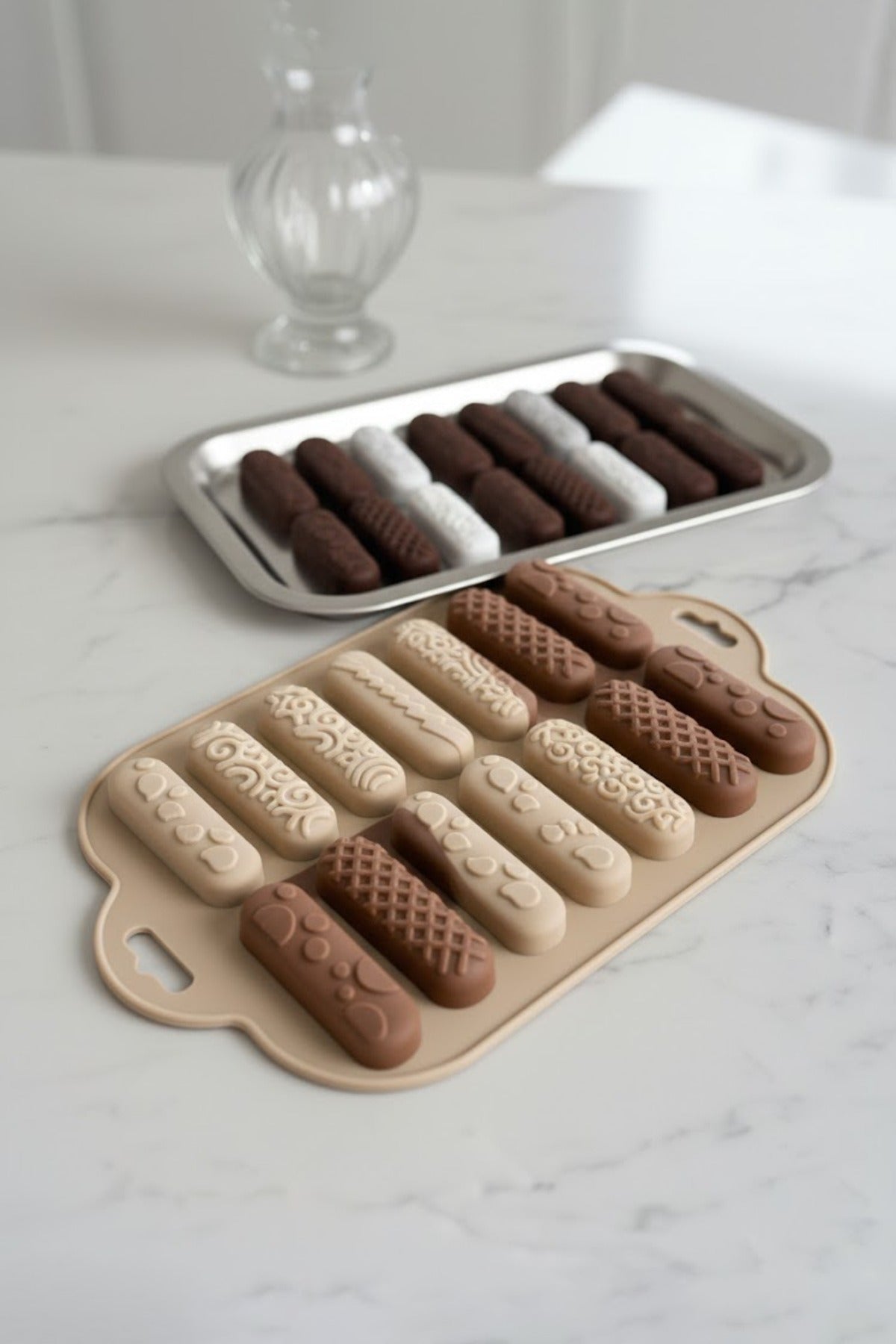 Moule en Silicone pour Barres Chocolat & Biscuits