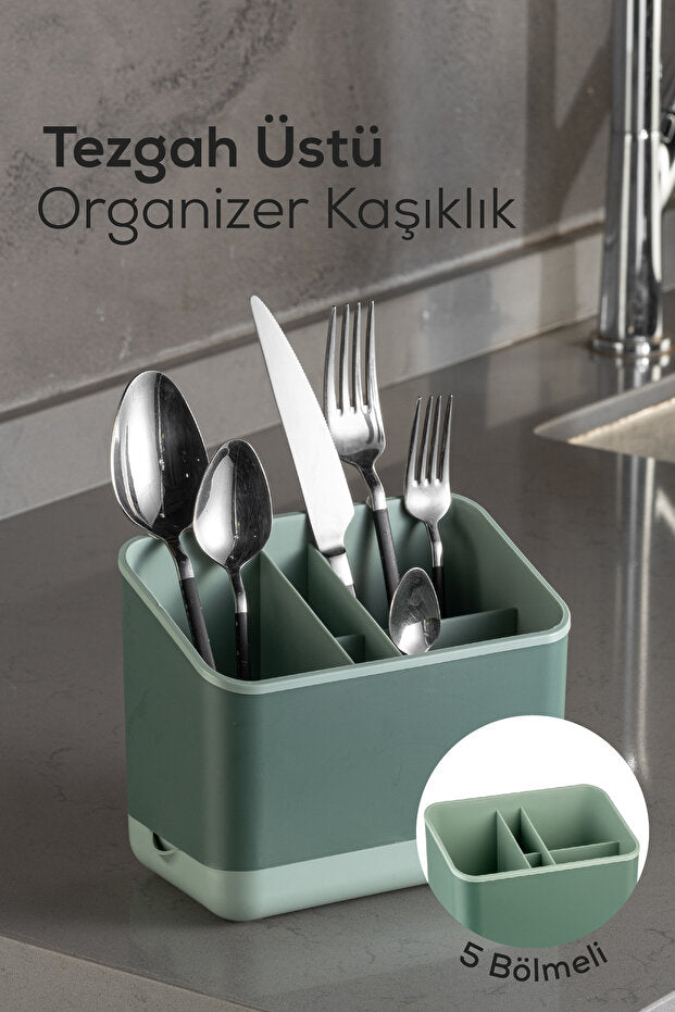 Organisateur de Couverts de Cuisine 5 Compartiments pour Plan de Travail