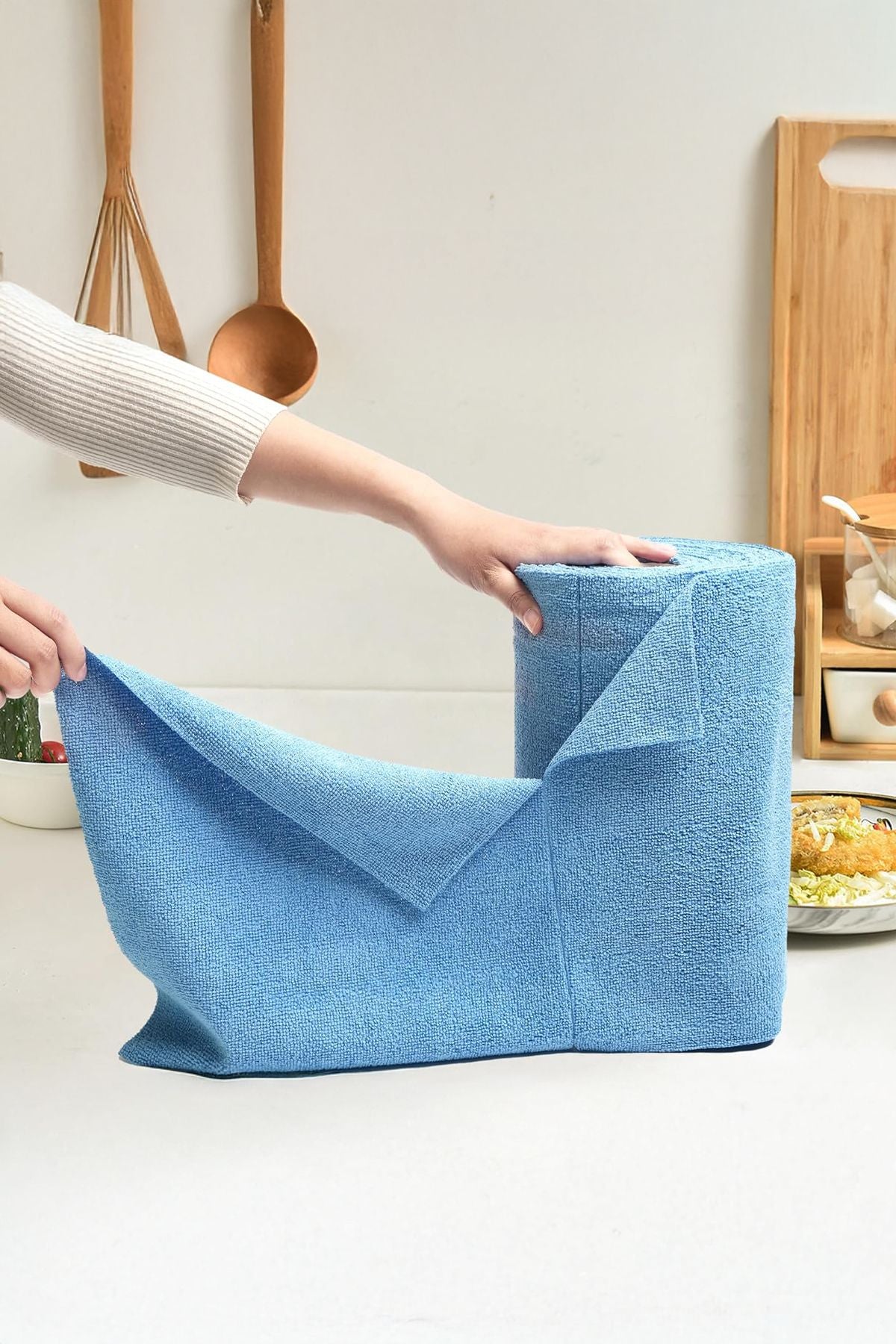 Rouleau de 25 chiffons de nettoyage en microfibre anti-taches – Feuilles détachables anti-odeurs