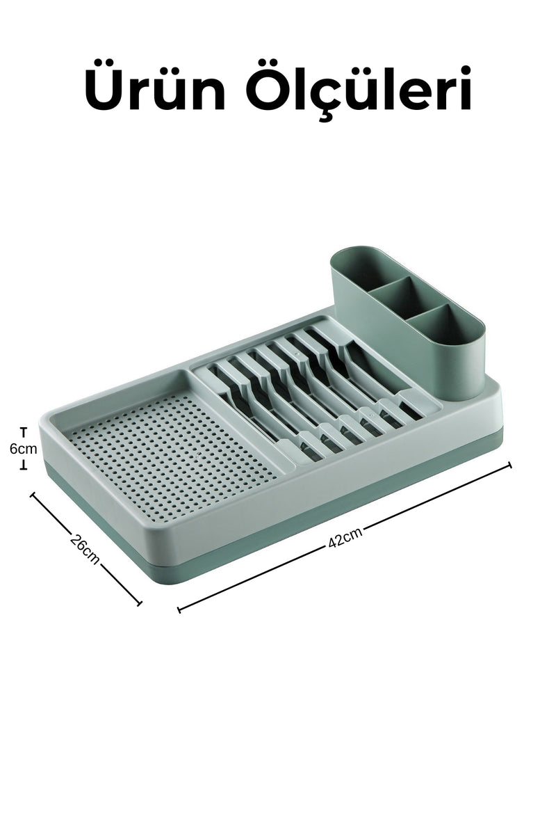 Set de 2 Égouttoirs à Vaisselle Compacts avec Porte-Couverts