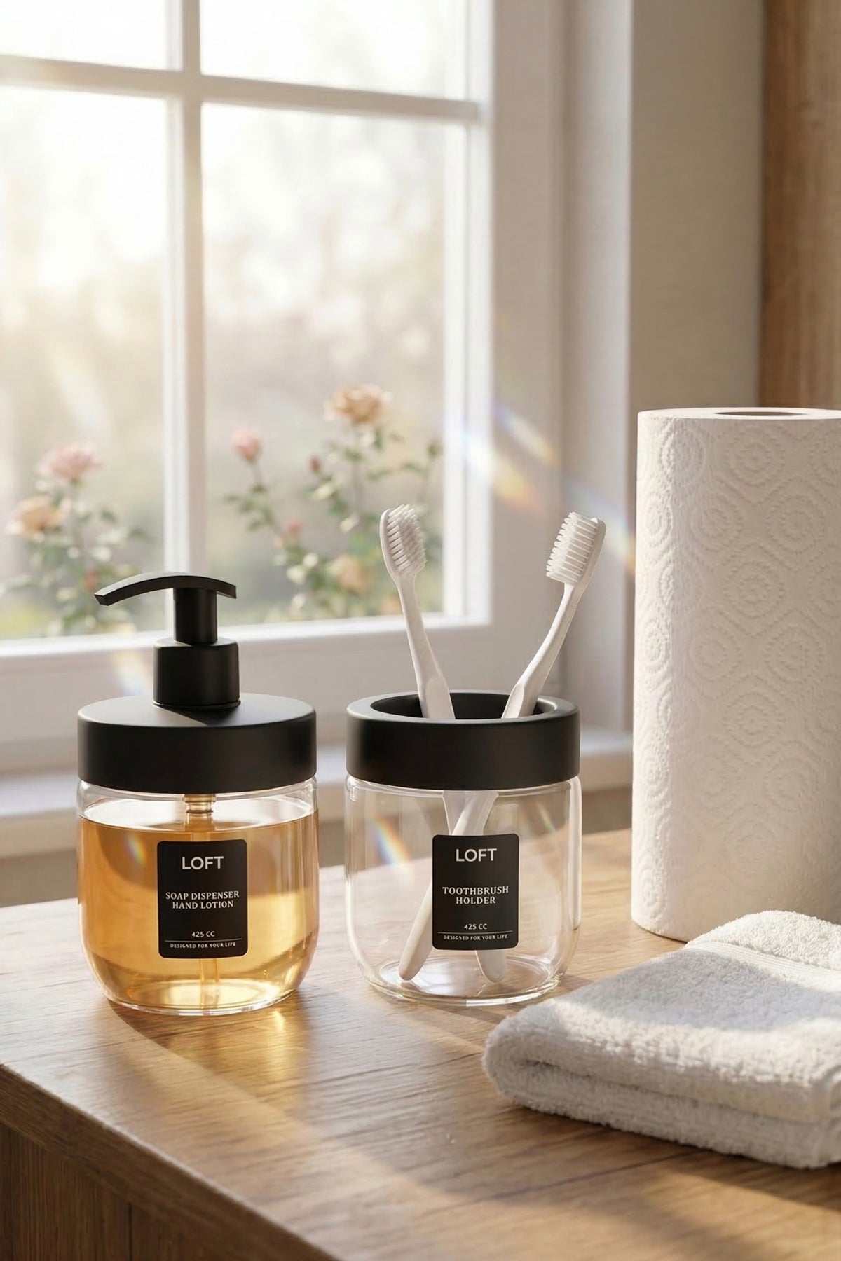 Set de Salle de Bain en Verre 2 Pièces 425 ml