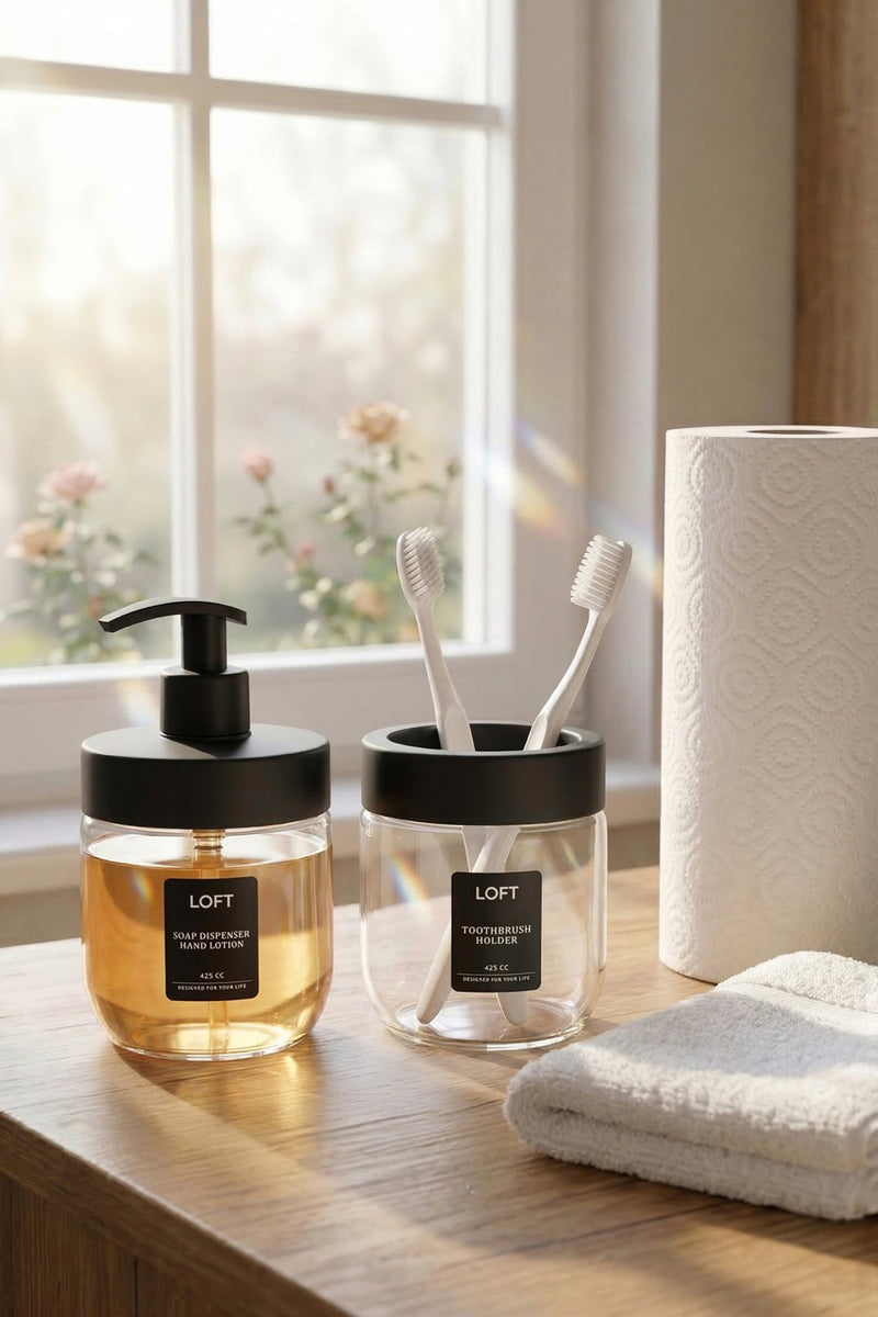 Set de Salle de Bain en Verre 2 Pièces 425 ml