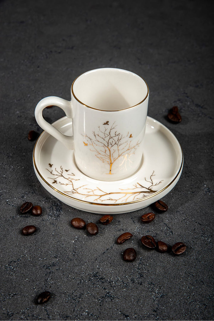 Service à Café Arbre de Vie en Porcelaine 12 Pièces pour 6 Personnes