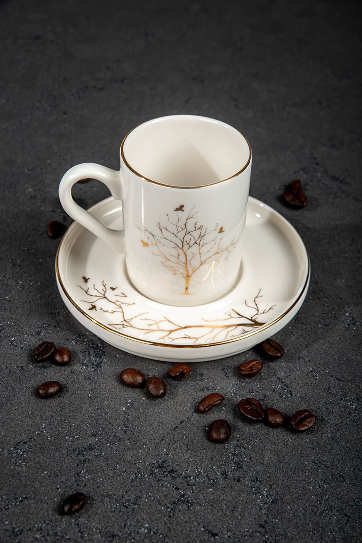Service à Café Arbre de Vie en Porcelaine 12 Pièces pour 6 Personnes