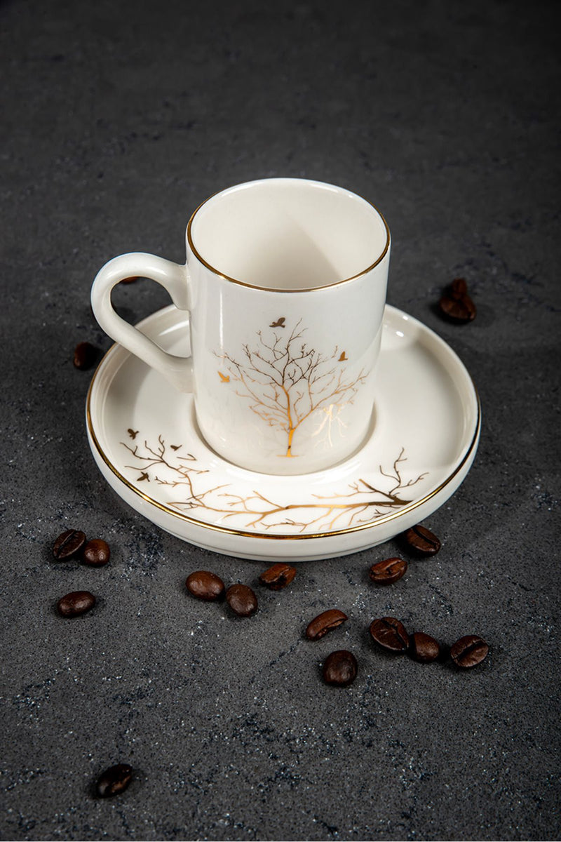 Service à Café Arbre de Vie en Porcelaine 12 Pièces pour 6 Personnes
