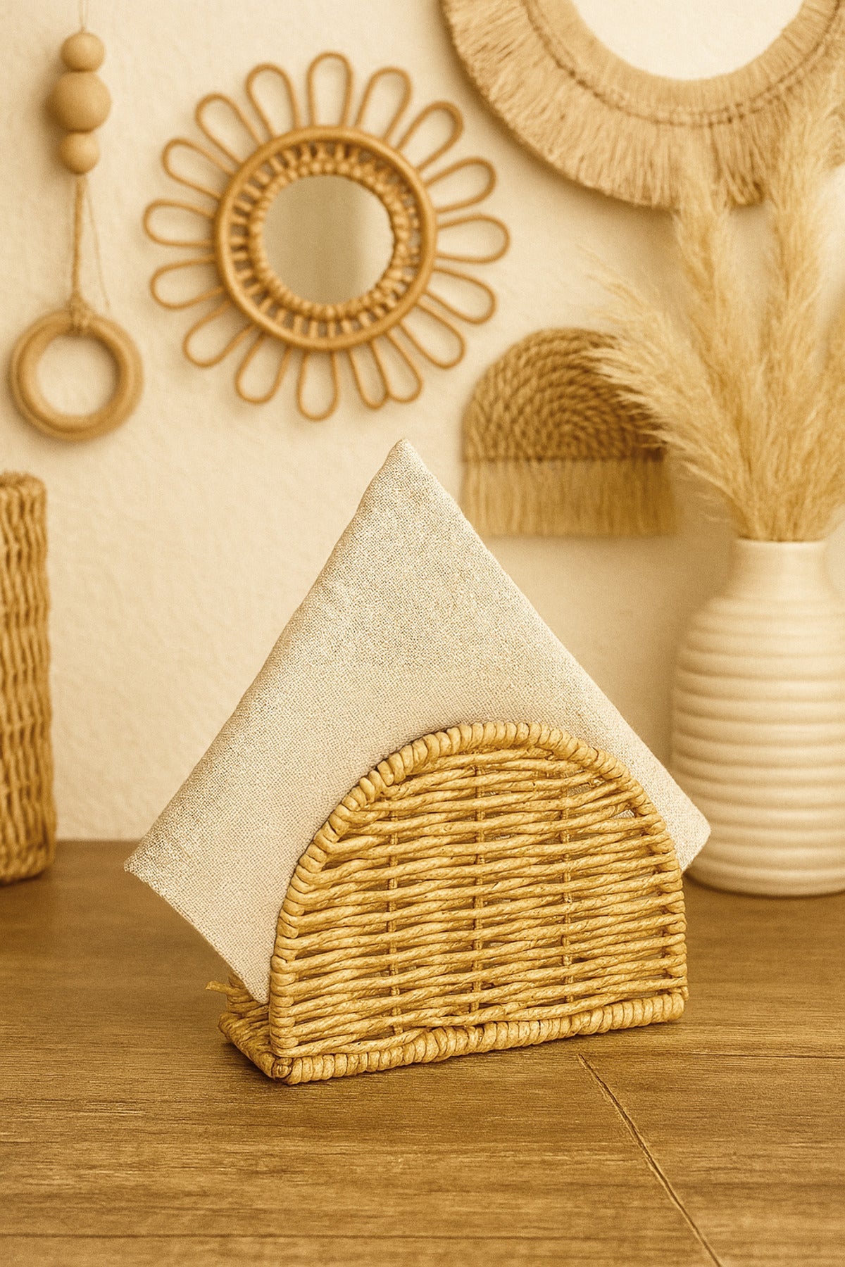 Rattan Oval Hasır Peçetelik JHome