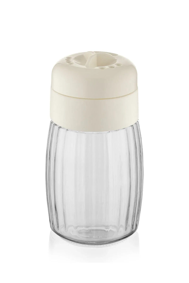 Lot de 2 salières et poivrières en verre à motif étoile, avec couvercle mat noir et blanc – 100 cc