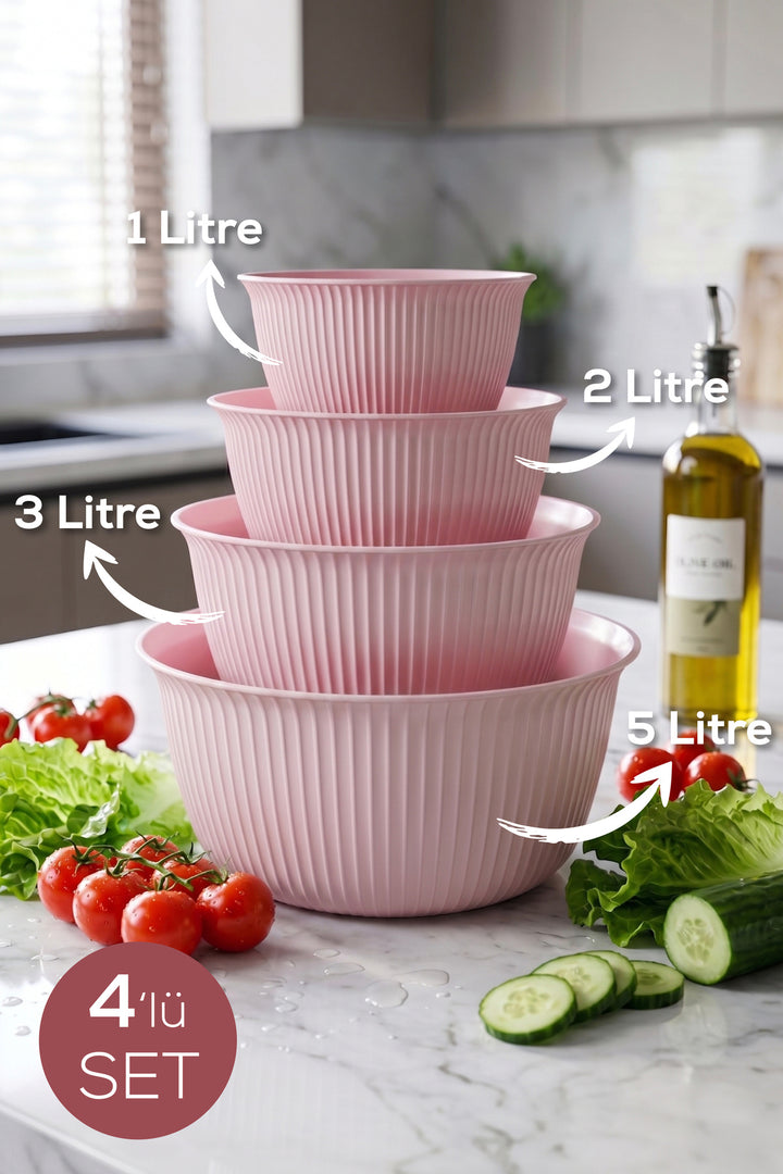 Set de 4 Bols de Cuisine Multifonctions avec Couvercles – 1 L, 2 L, 3 L et 5 L
