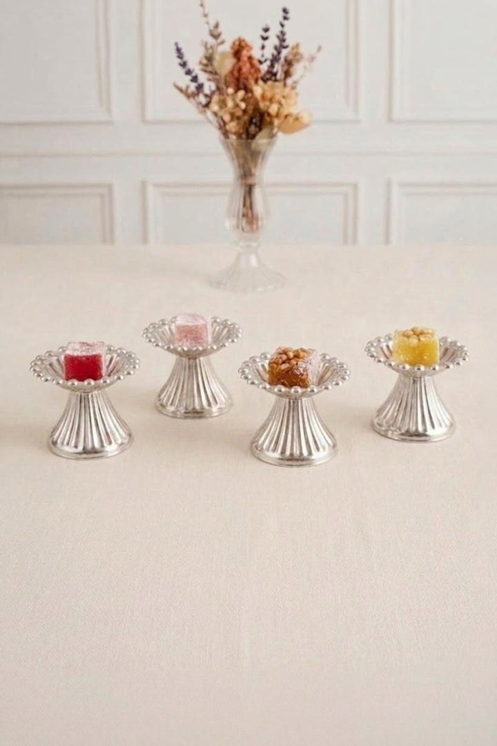 Set de 4 Coupelles Décoratives sur Pied en Acier Inoxydable