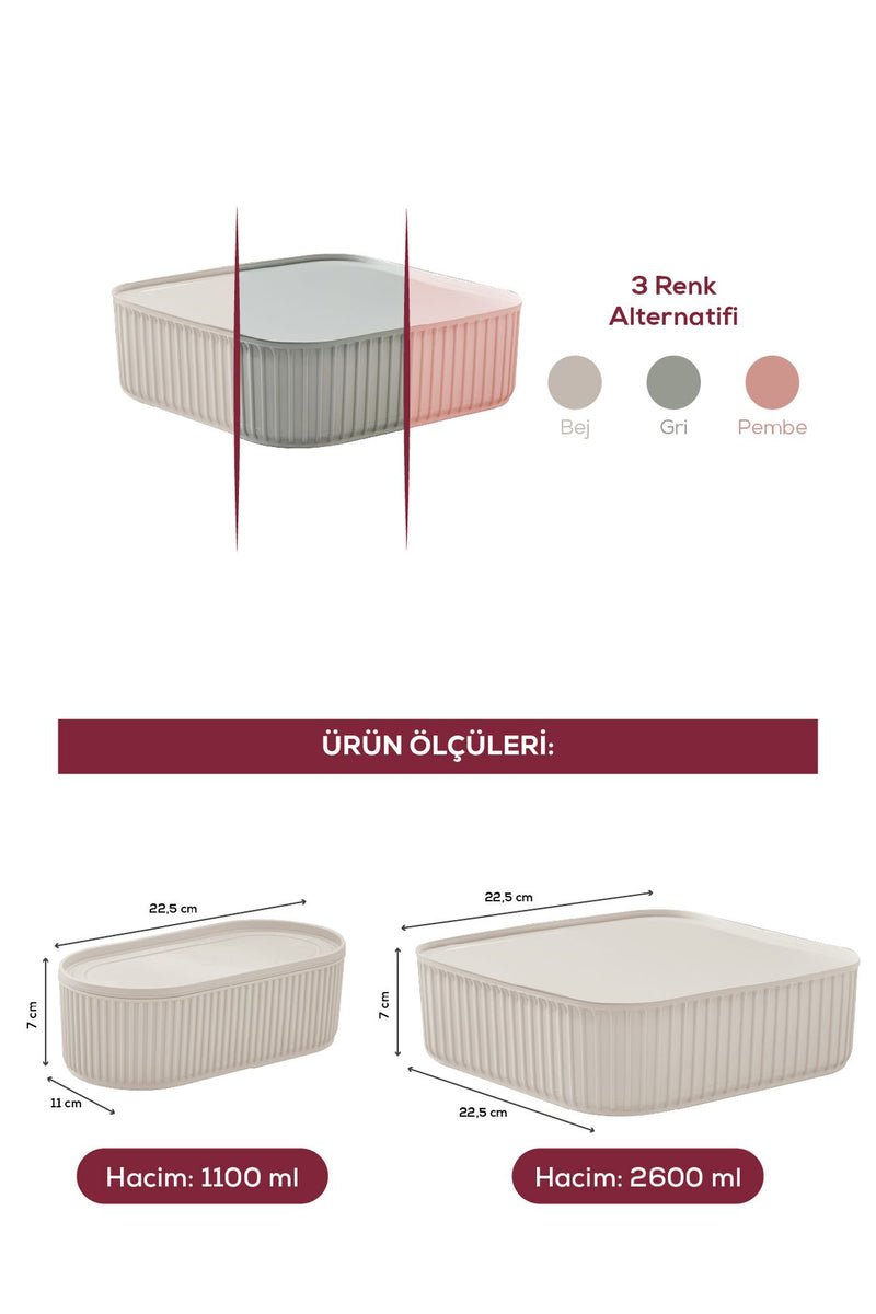 Lot de 3 Boîtes de Conservation Empilables avec Bande Élastique