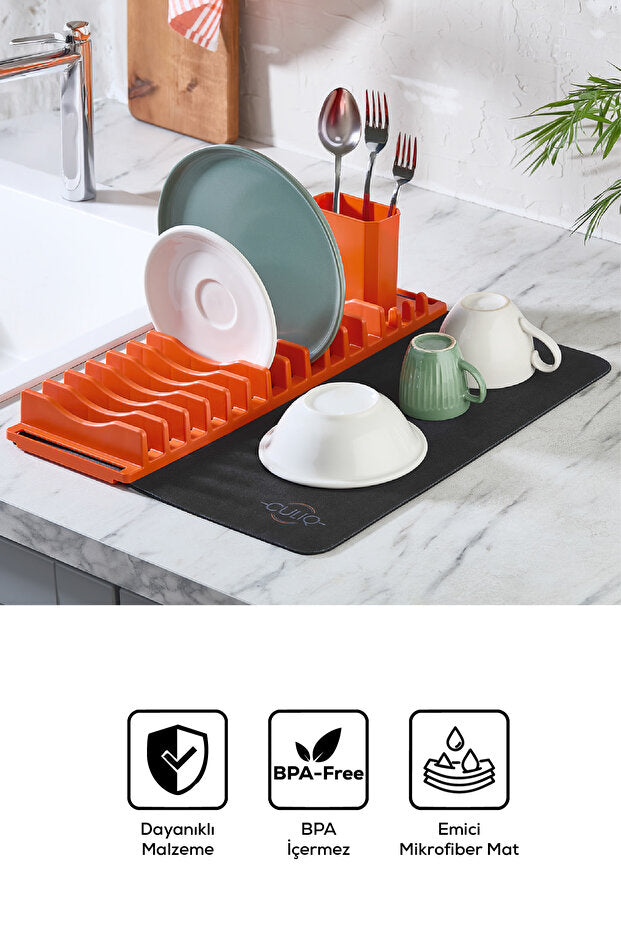 Lot de 2 Sets Égouttoir à Vaisselle avec Tapis Absorbant