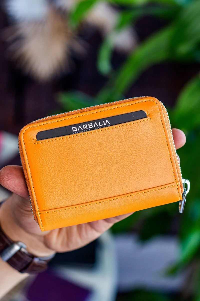 Portefeuille unisexe en cuir véritable Crazy Leather zippé avec porte-monnaie – Taba Sydney