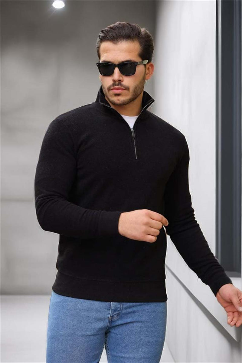 Sweat Homme Lars Col Zippé en Maille Selanik