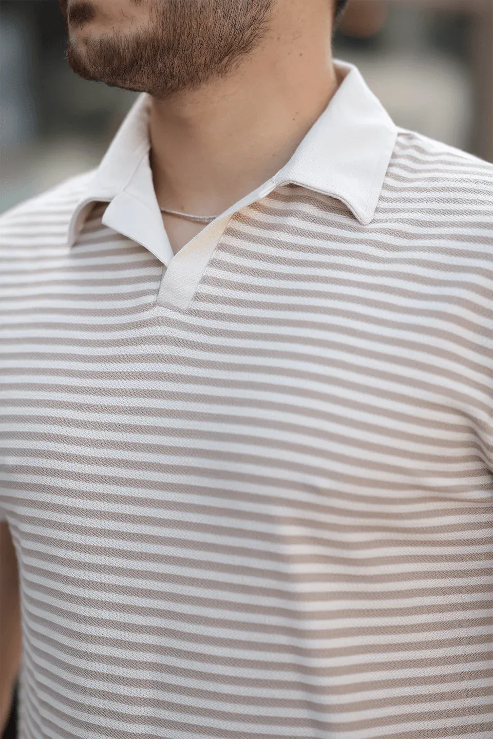 polo homme à rayures tricotées confortable - Justyol