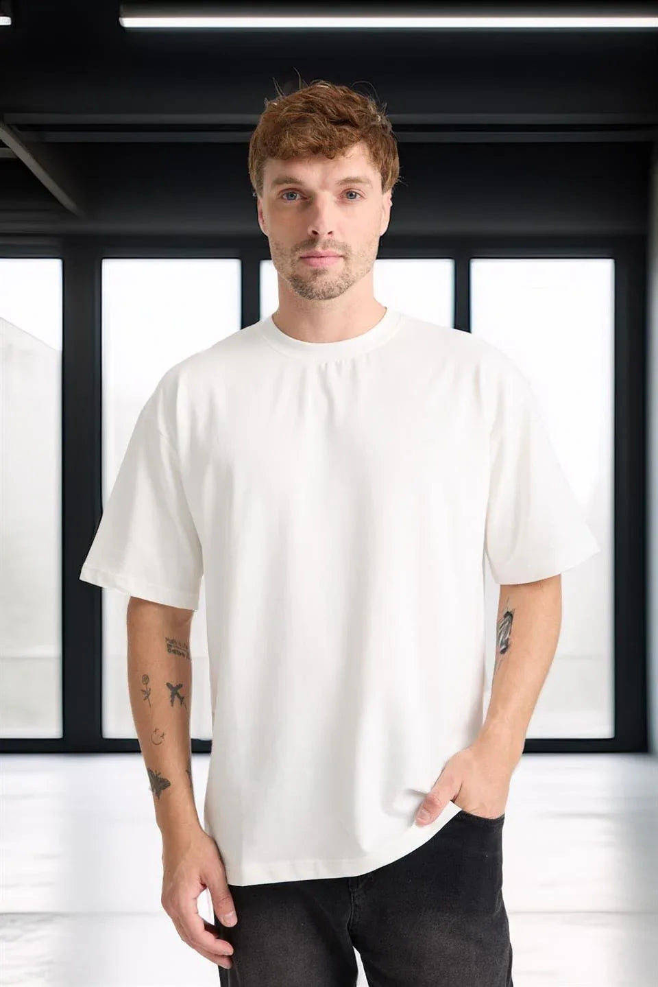T-shirt homme oversize en coton col rond basique - Justyol