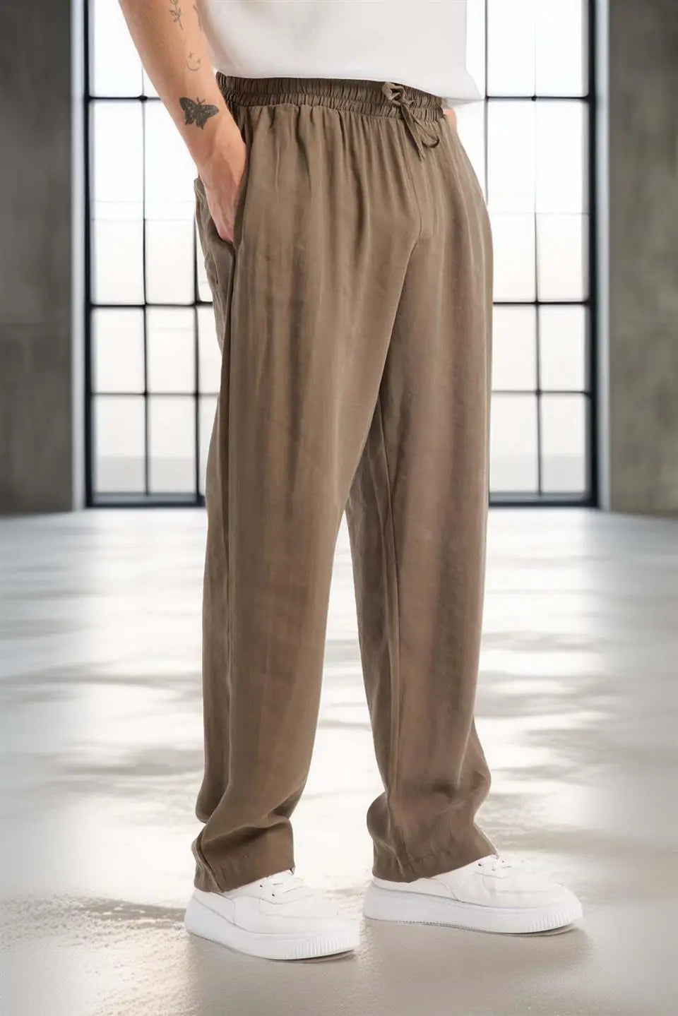 modal kumaş rahat kalip düz paça jogger erkek pantolon - Justyol