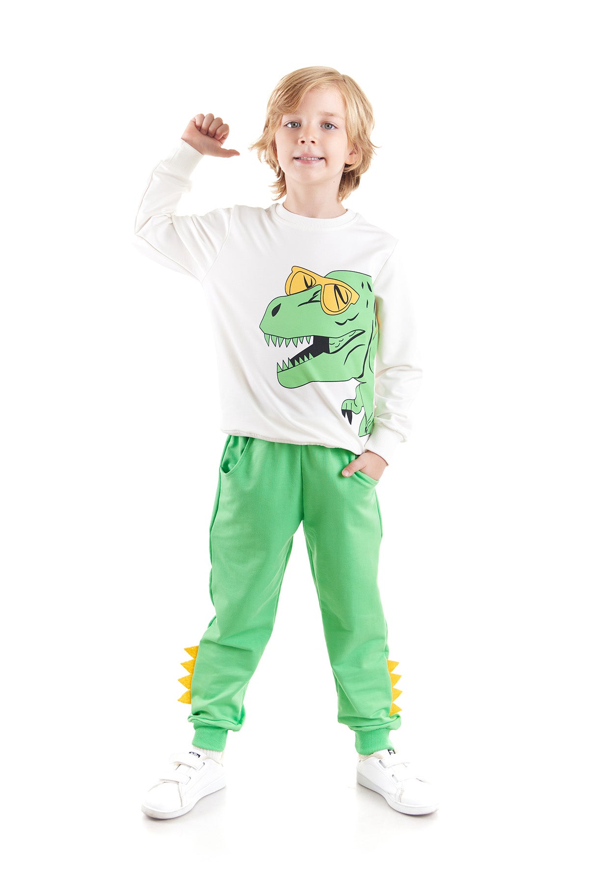 <tc>Ensemble de jogging tendance pour garçon avec imprimé dinosaure à lunettes - AK2531</tc>