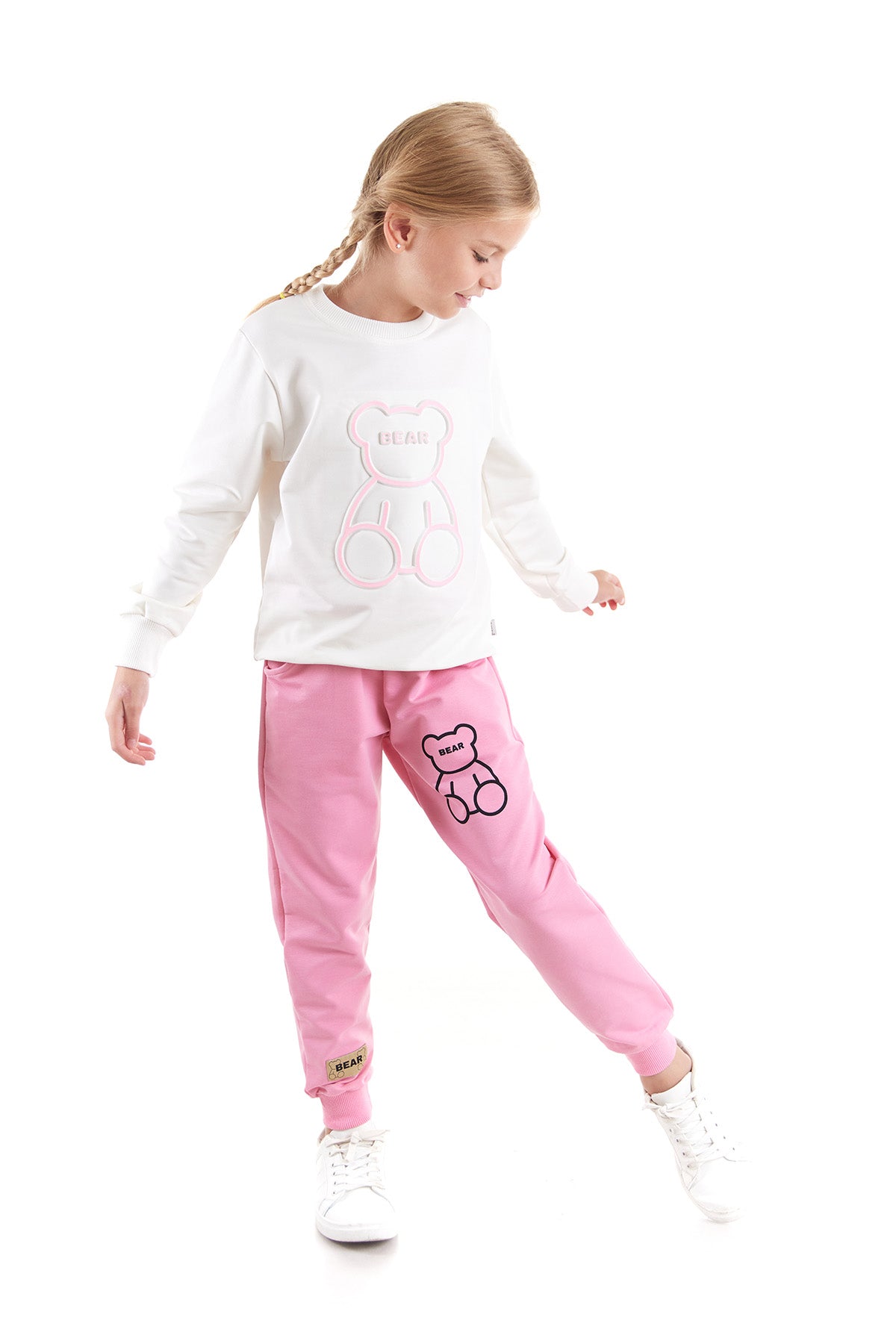 <tc>Ensemble de jogging tendance pour fille avec imprimé gaufré ourson - AK2542</tc>